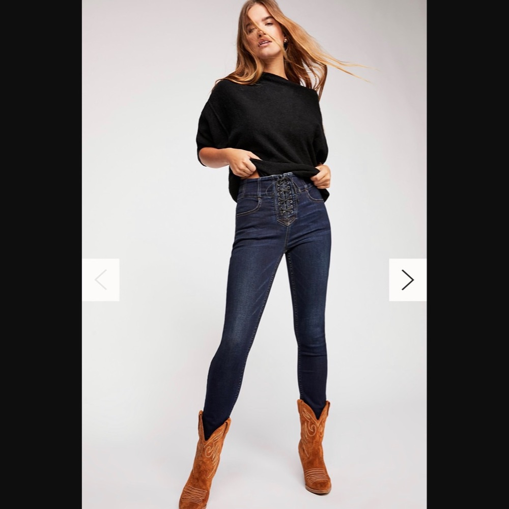 Free People CRVY High-Rise Lace-Up Skinny Jeans